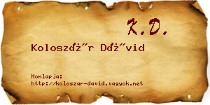 Koloszár Dávid névjegykártya